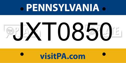JXT0850 Pennsylvania License Plate