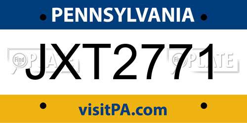 JXT2771 Pennsylvania License Plate