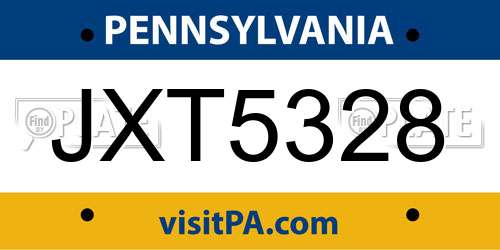 JXT5328 Pennsylvania License Plate