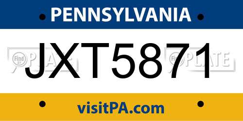 JXT5871 Pennsylvania License Plate