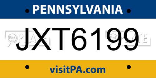 JXT6199 Pennsylvania License Plate