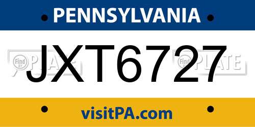 JXT6727 Pennsylvania License Plate