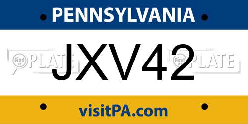 JXV42 Pennsylvania License Plate