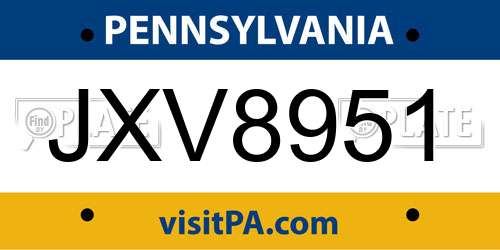 JXV8951 Pennsylvania License Plate