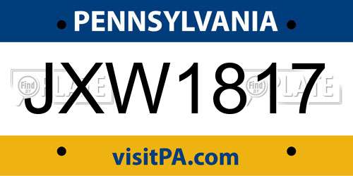 JXW1817 Pennsylvania License Plate