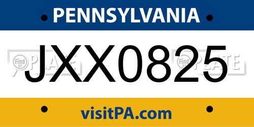 JXX0825 Pennsylvania License Plate