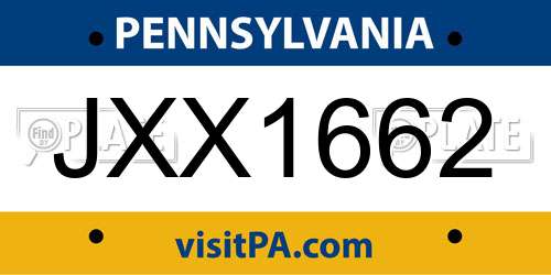 JXX1662 Pennsylvania License Plate