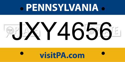 JXY4656 Pennsylvania License Plate