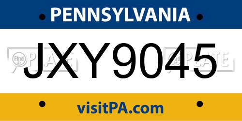 JXY9045 Pennsylvania License Plate