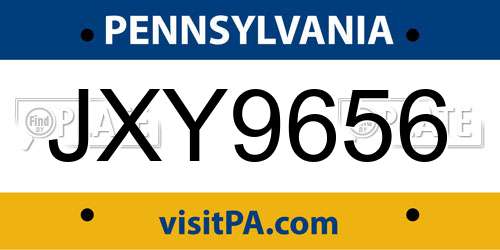 JXY9656 Pennsylvania License Plate