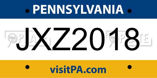 JXZ2018 Pennsylvania License Plate
