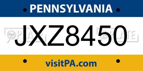 JXZ8450 Pennsylvania License Plate