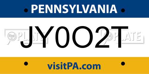 JY0O2T Pennsylvania License Plate