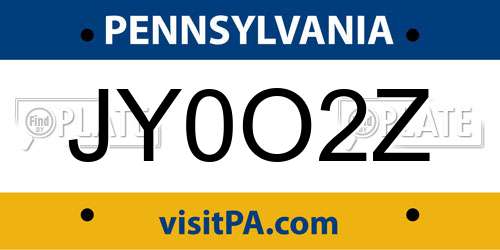 JY0O2Z Pennsylvania License Plate