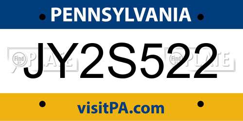 JY2S522 Pennsylvania License Plate