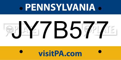 JY7B577 Pennsylvania License Plate