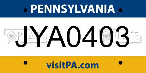 JYA0403 Pennsylvania License Plate