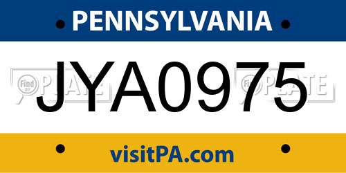 JYA0975 Pennsylvania License Plate
