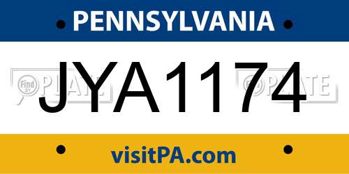 JYA1174 Pennsylvania License Plate