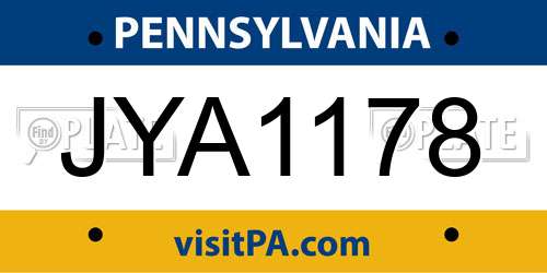JYA1178 Pennsylvania License Plate