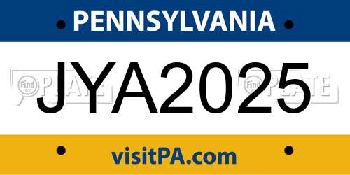 JYA2025 Pennsylvania License Plate