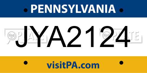 JYA2124 Pennsylvania License Plate