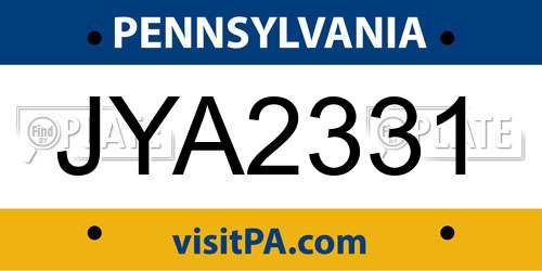 JYA2331 Pennsylvania License Plate