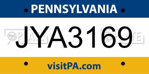JYA3169 Pennsylvania License Plate