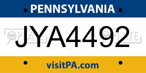 JYA4492 Pennsylvania License Plate