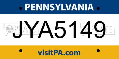 JYA5149 Pennsylvania License Plate