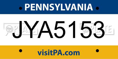 JYA5153 Pennsylvania License Plate
