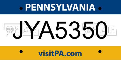 JYA5350 Pennsylvania License Plate