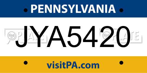 JYA5420 Pennsylvania License Plate