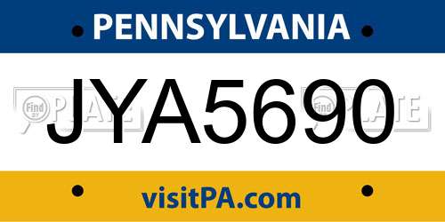 JYA5690 Pennsylvania License Plate