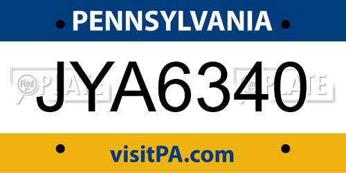 JYA6340 Pennsylvania License Plate