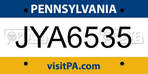 JYA6535 Pennsylvania License Plate