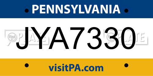 JYA7330 Pennsylvania License Plate