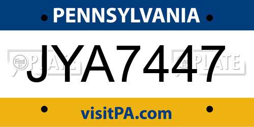 JYA7447 Pennsylvania License Plate