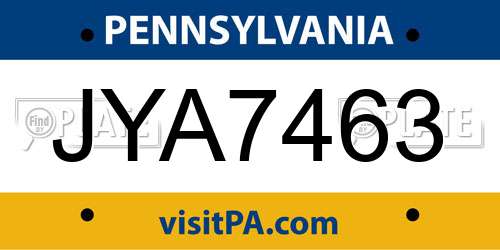 JYA7463 Pennsylvania License Plate