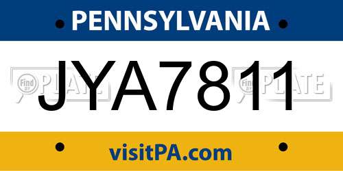 JYA7811 Pennsylvania License Plate