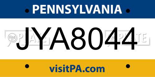 JYA8044 Pennsylvania License Plate