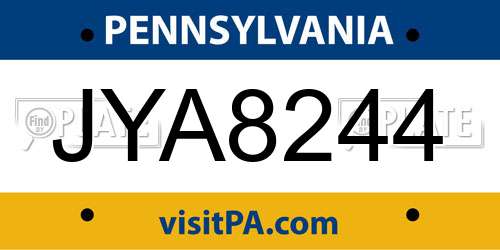 JYA8244 Pennsylvania License Plate