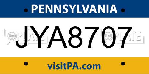 JYA8707 Pennsylvania License Plate