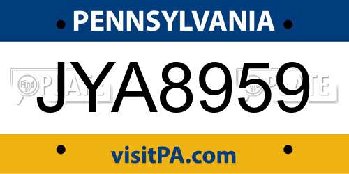 JYA8959 Pennsylvania License Plate