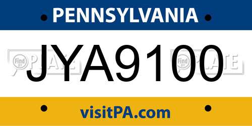 JYA9100 Pennsylvania License Plate