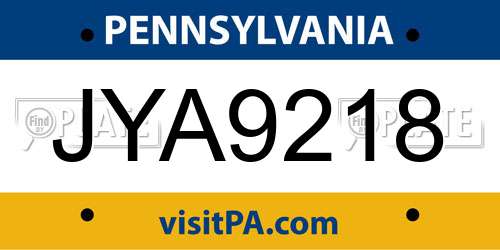 JYA9218 Pennsylvania License Plate