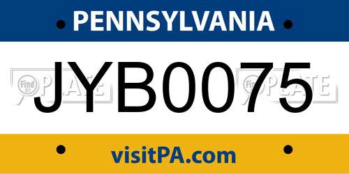 JYB0075 Pennsylvania License Plate