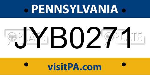 JYB0271 Pennsylvania License Plate