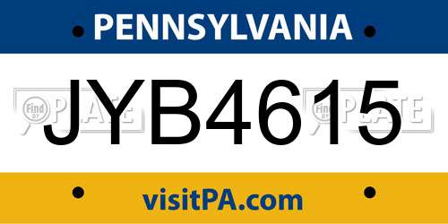 JYB4615 Pennsylvania License Plate