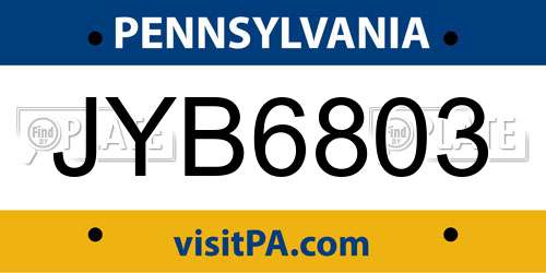 JYB6803 Pennsylvania License Plate